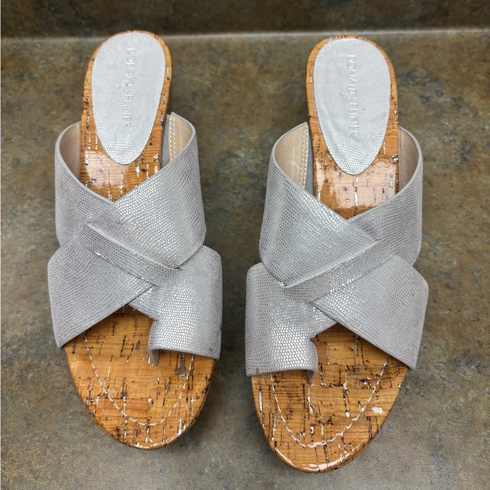 Donald J. Pliner Silver Lizard-Print Wedges